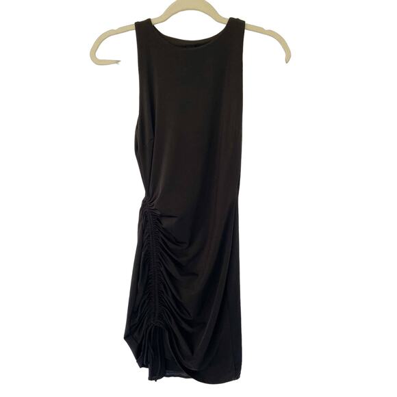 Windsor S Black High Neck Sleeveless Ruched Bodycon Mini Cocktail Dress - Picture 2 of 5
